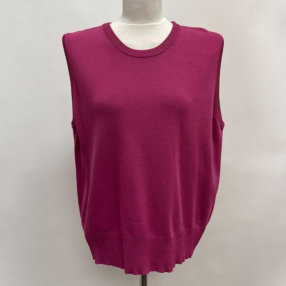 Joseph A Women's Sweater Knit Top Size 1X Purple Boysenberry Sleeveless NWT - Picture 1 of 7